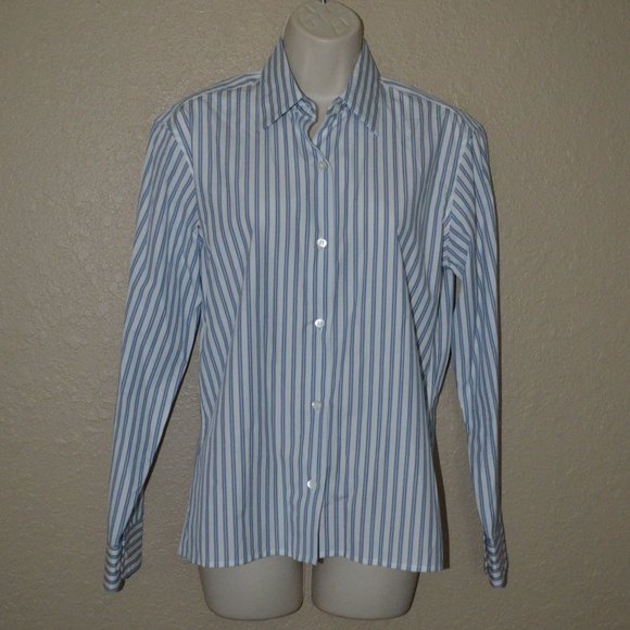 Dries Van Noten Tops - NWOT $535 Sz 34 0 Dries Van Noten Blue White Striped Long Sleeve Blouse